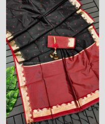 Black and Maroon color silk sarees with all over buties with border design -SILK0017607