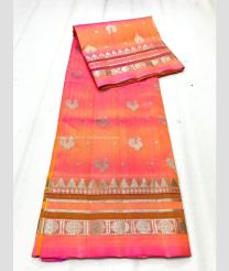Rose Pink and Yellow color venkatagiri pattu handloom saree with all over buttas design -VAGP0000959