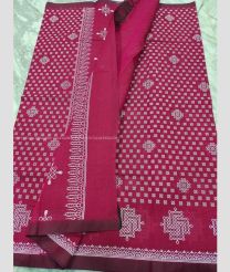 Maroon and White color mangalagiri sico handloom saree with printed design saree -MAGI0000178