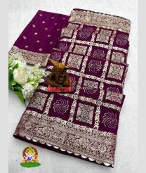 Purple Lily and Silver color silk sarees with all over jacquard woven with jari meena jacquard woven border design -SILK0017356