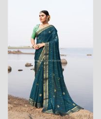 Teal color Chiffon sarees with all over buties saree design -CHIF0001103