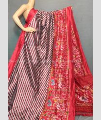 Maroon and Red color pochampally ikkat pure silk handloom saree with special patola design saree -PIKP0016007