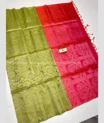 Mehndi Green and Pink color soft silk kanchipuram sarees with zari border saree design -KASS0000179