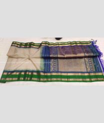 Sandal and Dark Green color gadwal sico handloom saree with temple border saree design -GAWI0000357