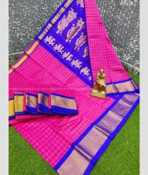 Pink and Royal BLue color chanderi soft silk sarees with kaddy border saree design -CNSS0000016