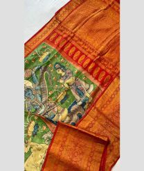 Yellow and Red color gadwal pattu handloom saree with zari border saree design -GDWP0000547