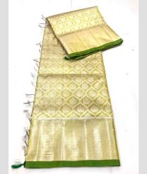 Cream and Lite Grey color venkatagiri pattu handloom saree with all over kalamjali design -VAGP0000567