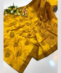 Golden Yellow and Golden Brown color Kora sarees with all over buttas design -KORS0000147