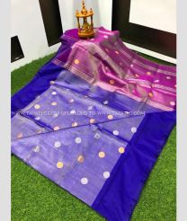 Purple and Blue color Uppada Tissue handloom saree with all over dollar buties saree design -UPPI0000378