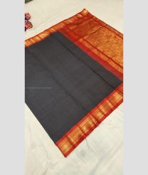 Black and Red color gadwal cotton handloom saree with jari border design -GAWT0000299