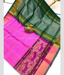 Pink and Pine Green color uppada pattu sarees with anchulatha border design -UPDP0022107