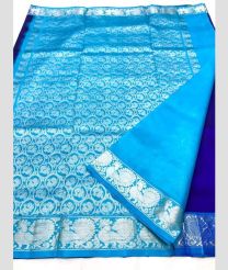 Navy Blue and Blue color venkatagiri pattu handloom saree with jari border design -VAGP0000941