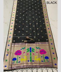 Black color paithani sarees with jari border design -PTNS0005300