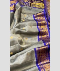 Grey and Purple Blue color gadwal sico handloom saree with all overturning buties design -GAWI0000666