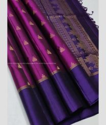 Magenta and Purple Blue color soft silk kanchipuram sarees with all over buties design -KASS0000986