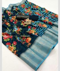 Dark Windows Blue and Sky Blue color silk sarees with jacquard border design -SILK0017807