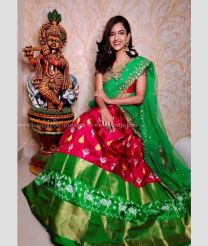 Red and Green color Ikkat Lehengas with all over pochamally design -IKPL0000013