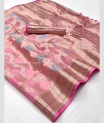 Baby Pink and Pink color Organza sarees with all overbody zari weaving design -ORGS0002992