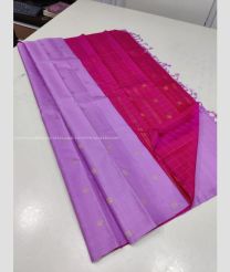 Lavender and Pink color kanchi pattu handloom saree with all over buties hand weaven saree with 1g jari border design -KANP0011759