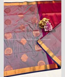Grey and Magenta color Uppada Soft Silk handloom saree with all over bit buties design -UPSF0003255