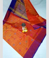 Orange and Deep Pink color Uppada Tissue handloom saree with all over nakshtra buties design -UPPI0001675