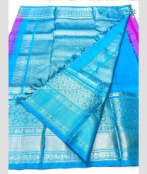 Magenta and Blue color venkatagiri pattu handloom saree with all over buties design -VAGP0000905