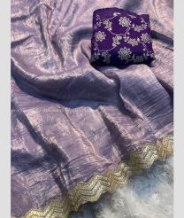 Dull Purple and Purple color silk sarees with lace border design -SILK0017743