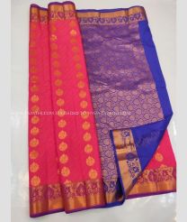 Red and Dark Blue color soft silk kanchipuram sarees with zari border saree design -KASS0000113