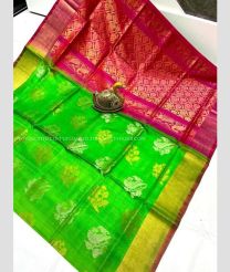 Parrot Green and Magenta color uppada pattu sarees with all over buttas design -UPDP0022190