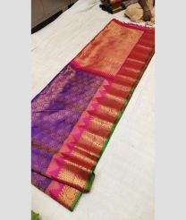 Purple and Pink color gadwal pattu handloom saree with all over brocade design -GDWP0001734