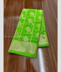 Parrot Green and Golden color Banarasi sarees with fancy border design -BANS0018870