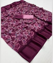 Plum Velvet and Rose Pink color Georgette sarees with plain border design -GEOS0024285
