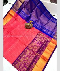Bean Red and Navy Blue color uppada pattu sarees with anchulatha border design -UPDP0022112