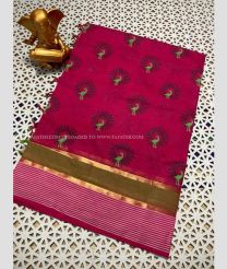 Red and Oak Brown color mangalagiri pattu handloom saree with all over printed design -MAGP0026571