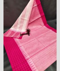 Pink and Rose Pink color Uppada Cotton handloom saree with all over checks with temple and checks border design -UPAT0004735