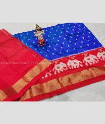 Royal BLue and Red color Ikkat Lehengas with all over pochampally design -IKPL0000747