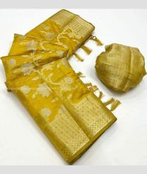Golden Yellow color Organza sarees with all over jari weaving design -ORGS0002998