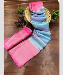 Sky Blue and Pink color Chiffon sarees with all over small stripes design -CHIF0001815