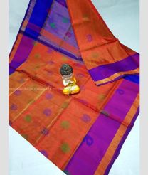 Orange and Pink color Uppada Tissue handloom saree with all over nakshtra buties design -UPPI0001669
