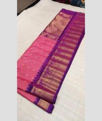 Rose Pink and Magenta color gadwal pattu handloom saree with all over small checks and buties design -GDWP0001320