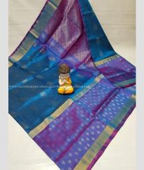 Blue Ivy and Purple color uppada pattu handloom saree with all over big buties with contrast border with buties design -UPDP0016601