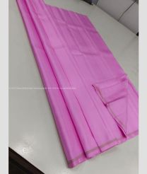 Rose Pink and Golden color soft silk kanchipuram sarees with plain design -KASS0000957