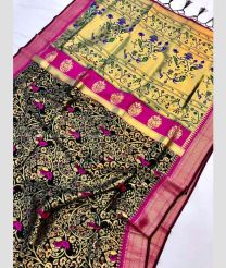Black and Pink color paithani sarees with unique pattern and also full anmol zari jal pattern design -PTNS0005164