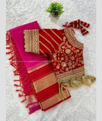 Pink and Red color Organza sarees with jari with designer sequence -ORGS0003331