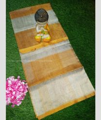 Golden and Silver color Uppada Tissue handloom saree with plain design -UPPI0001756