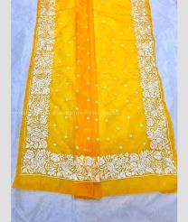 Yellow and Mango Yellow color Banarasi sarees with all over embroidery work buties with embroidery border design -BANS0018820