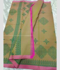 Mehndi Green and Pink color mangalagiri sico handloom saree with printed design saree -MAGI0000189