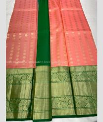 Coral Pink and Green color kanchi Lehengas with all over buties design -KAPL0000173