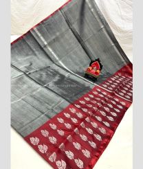 Grey and Maroon color Uppada Tissue handloom saree with all over big buties saree design -UPPI0000334