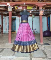 Magenta and Black color pochampally ikkat pure silk handloom saree with all over pochamally design -PIKP0006061